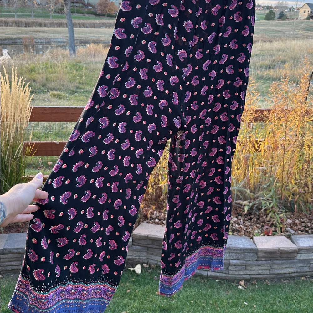 Paisley Wide Leg Pants [up-cycled Black Pink]